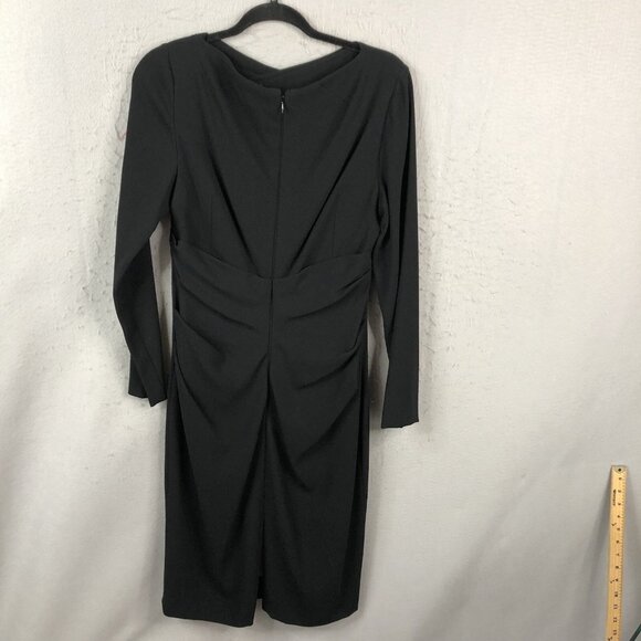 Talbots Runhof Dress Womens 12 Black Ruched Long Sleeve Event Occasion Formal - Picture 2 of 13